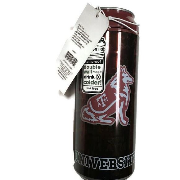 Texas A&M Aggies Travel Mug Can 16oz NCAA Twist Off Lid BPA Cool Gear SEC - Picture 2 of 4
